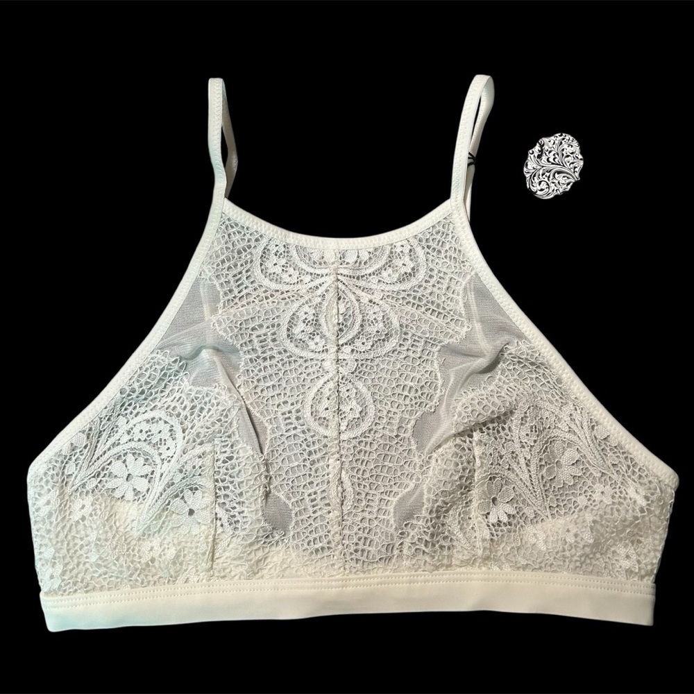 NWT Women's Lace High-Neck Bralette - Off White - Picture 1 of 2